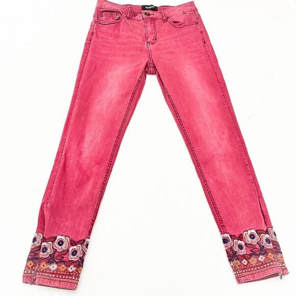 Desigual Pakaian Jadi Wanita Celana Embellished Ankle Denim Jeans Size 28 - Picture 2 of 9